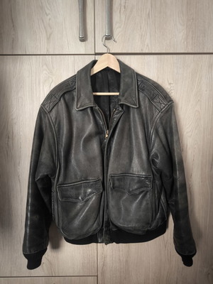 Leather men's jacket used, black, sizes M and L