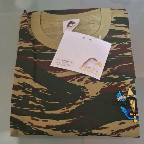 Tshirt with army embroidery new, 100% cotton, size L, green