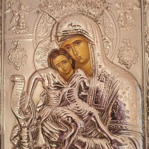 Byzantine icon Panagia Ikariotissa silver 925, like new