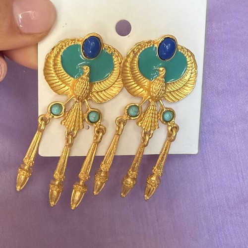 Earrings new, multicolor and goldtone