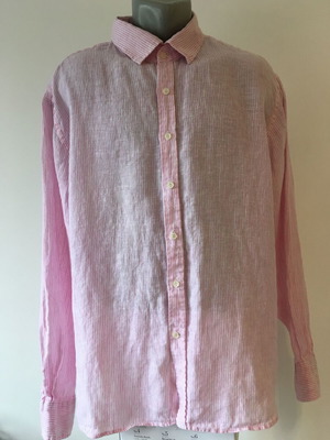 Derby linen shirt men XXL new, pink and white