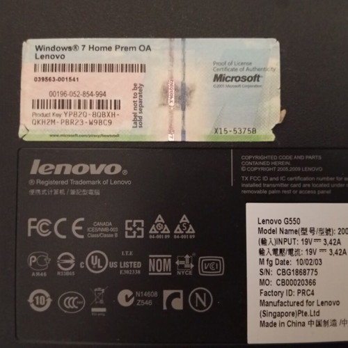 Lenovo G550 laptop used with Linux Mint and screen stain