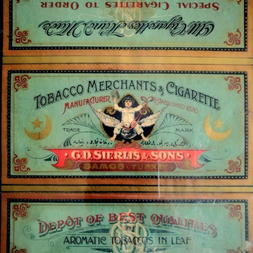Samos Cigarette Vignettes used, 20th century, set of 2 chromolithographs