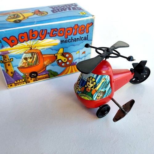 Wind-up Helicopter Toy 1960s Priftis New