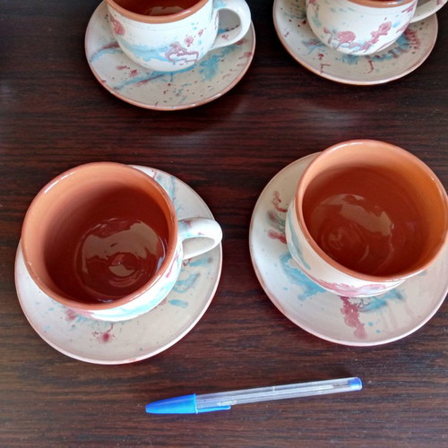 Ceramic traditional cups from Sifnos, new set of 6