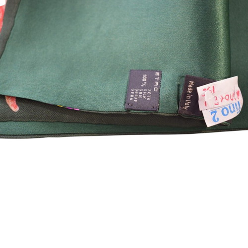 Etro Milano silk scarf used with botanical fruit and vegetable design
