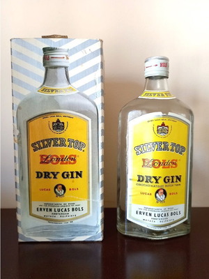 Silver Top London Bols Dry Gin like new, 705 g, 1970s with packaging