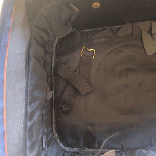 Cosmetic bag like new, blue and brown
