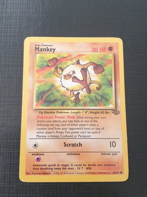 Pokemon card Mankey from Jungle set used