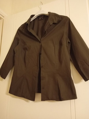Zara shirt, 3/4 sleeve, brown, size M