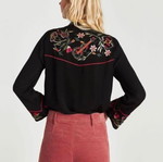 Zara shirt with embroidery like new, size M, black