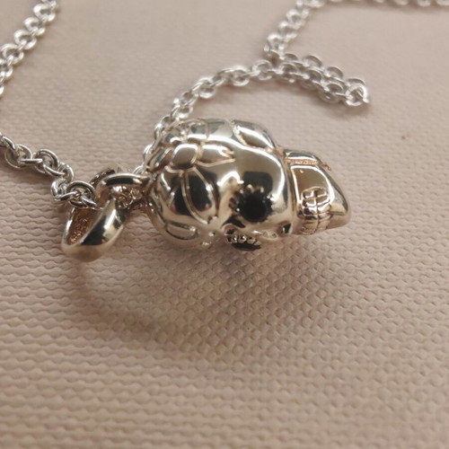 Links of London Sterling Silver Skull Necklace with Gemstone Eyes