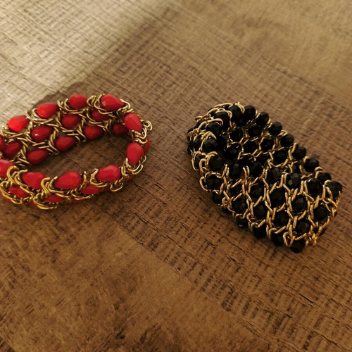 Braided-style bracelets like new, black and red