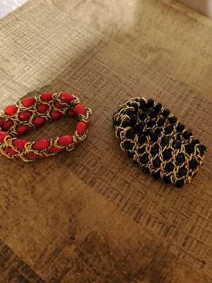 Braided-style bracelets like new, black and red