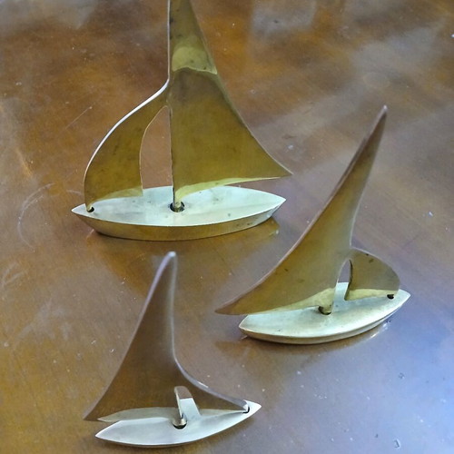 Solid brass sailboats like new, pack of three