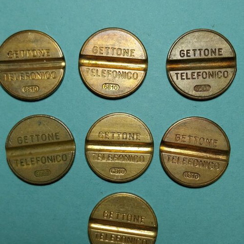 Gettone used phone coins, pack of 7 pieces