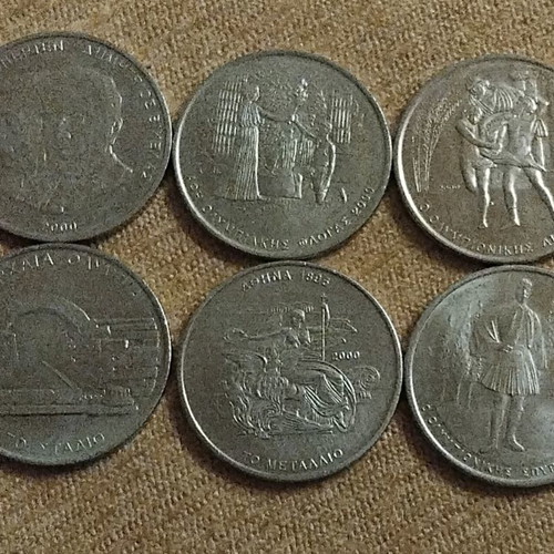 Greece Set of 6 500 Drachma Coins 2000