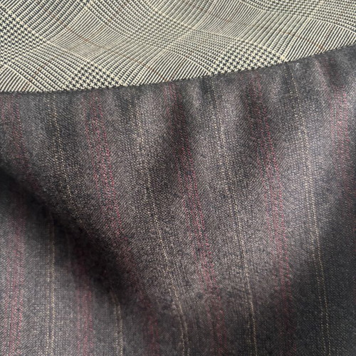 Antonio Markos asymmetrical designer midi skirt, pinstripe and checked