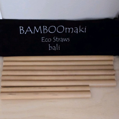 Eco bamboo straw set new with suede pouch