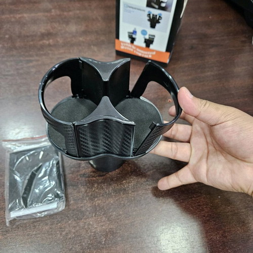Double car cup holder new, durable plastic with carbon fiber look