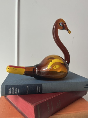 Vintage γυάλινος κύκνος χειροποίητη φιγούρα folk art μεταχειρισμένο