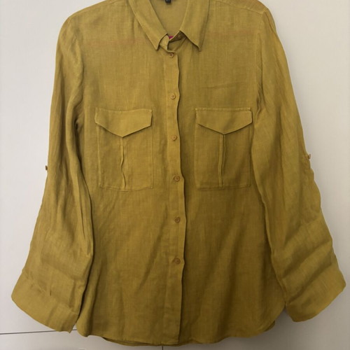 Linen shirt Massimo Dutti like new, mustard olive tone, size M