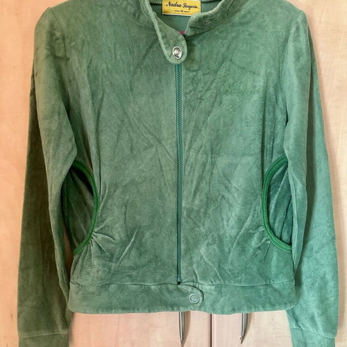Women’s velour cardigan green like new S/M
