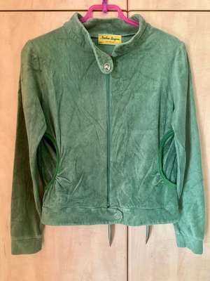 Women’s velour cardigan green like new S/M