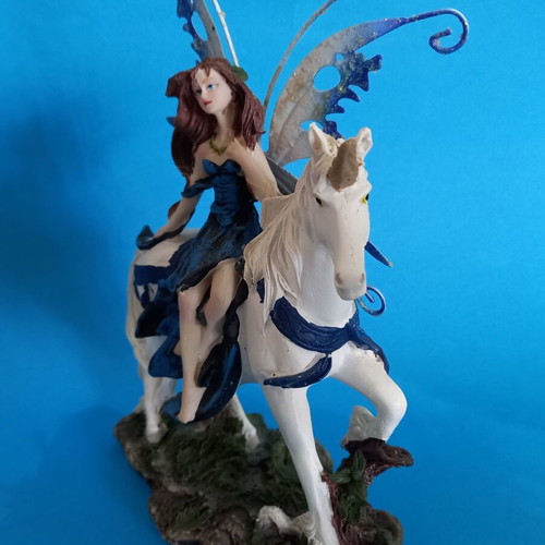 Fairy on Unicorn collectible resin figure like new, 23 cm
