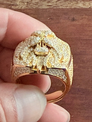 Пръстен Lion Head ръчно изработен, 925 сребро с розово злато, нов