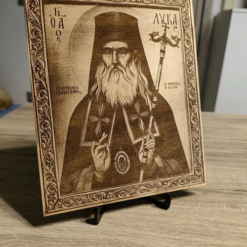 Wooden icon of Saint Luke the Physician new with embossed engraving