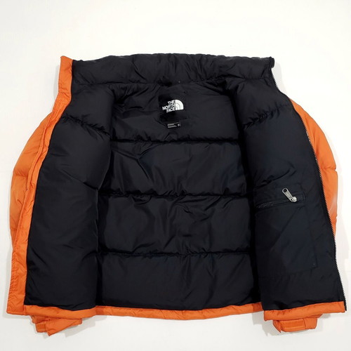 The North Face Nuptse 1996 Down Puffer jacket, men's XS-S, black and orange