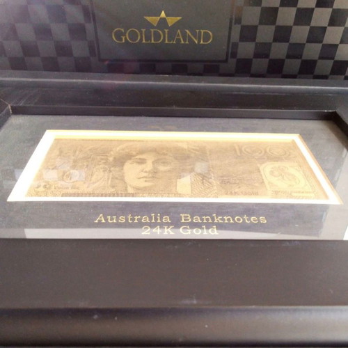 Australia 100 Dollars Collectible Banknote with 24K Gold Leaf in Frame