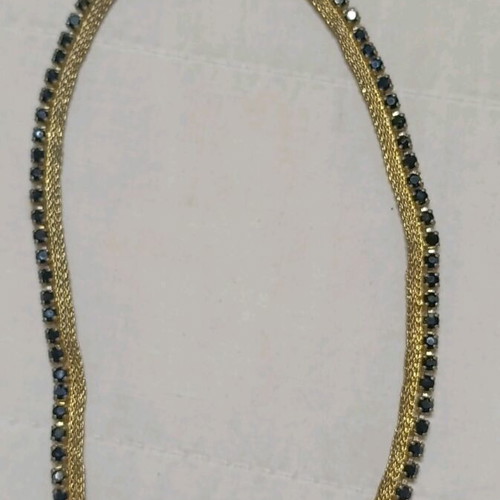 Vintage Riviera Necklace used, gold with black stone