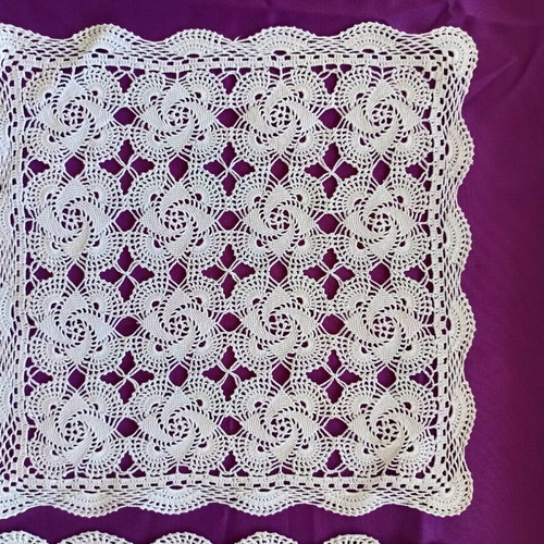 Handmade square lace embroideries set of 5, like new