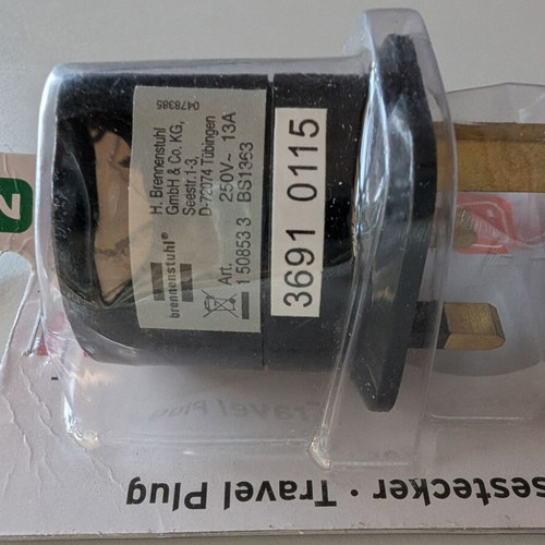 Brennenstuhl Travel Adapter new from Schuko to GB