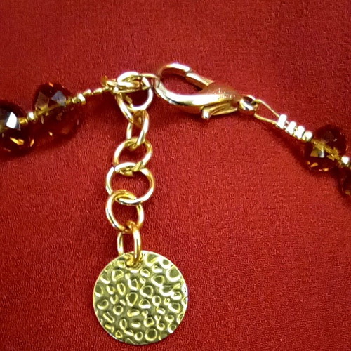 Necklace with Mother of Pearl and Brown Crystals like new, elegant handmade design