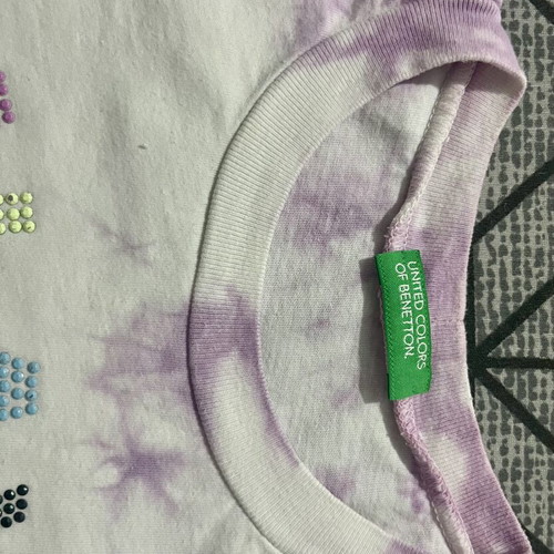United Colors of Benetton Galaxy Girl tie-dye crop T-shirt and shorts set