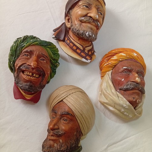 Bossons England vintage chalkware character heads, set of 4