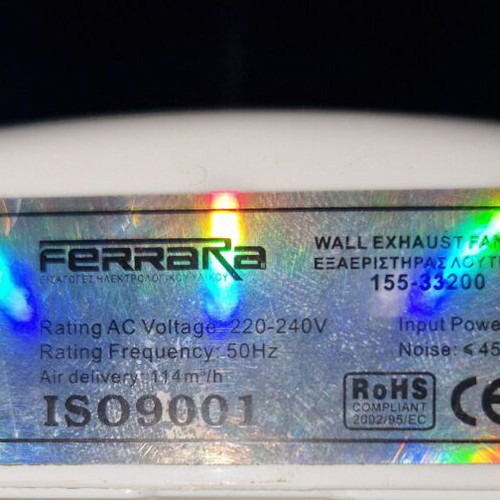 Ferrara bathroom fan used Φ100 in working condition