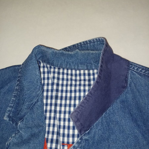 Valentino vintage denim men's jacket with checkered lining, size 40IT