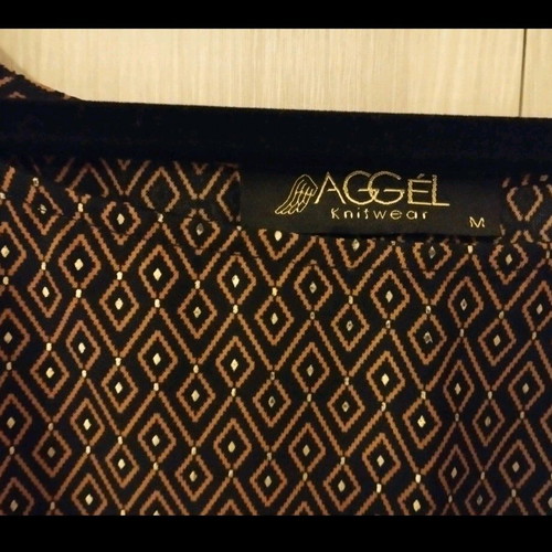 Aggel Knitwear dress new with belt, lurex fabric, black and gold