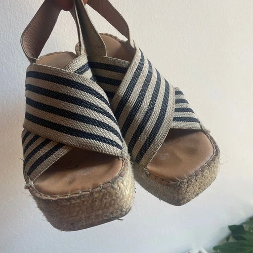 ALE platform sandals size 37 used, white and blue
