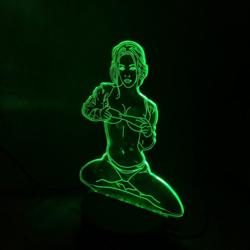 Lamp with woman figure that changes colors, like new
