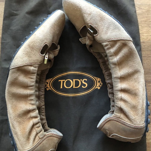 Tod's camel suede ballerina flats size 38.5