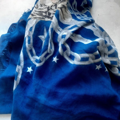 Y2K Pareo large, like new, multicolor blue scarf