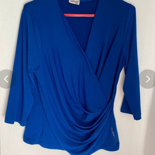 Blue wrap blouse long sleeve new, size L