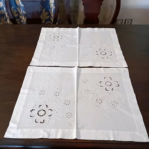 Set of two table runners with handmade cutwork embroidery like new