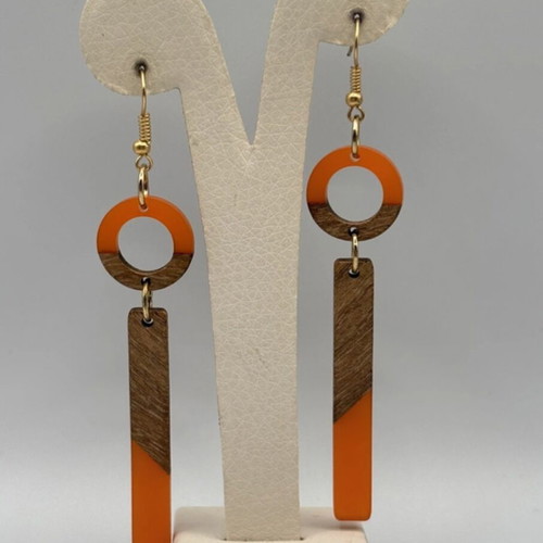 Long earrings made of plexiglass and wood new