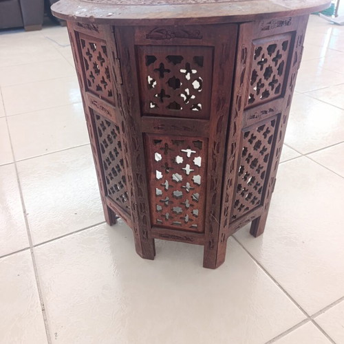 Handmade Indian Sheesham wood and brass side table